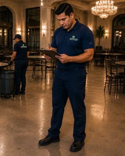 Cleaning Staff Doing Final Venue Inspection